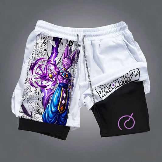 Dragon Ball Anime Peripheral GOKU Vegeta Printed Sports Double-layer Shorts 2025 American Men's Summer Loose Breathable Pants