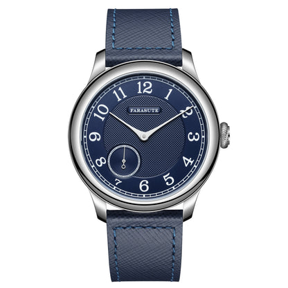 Orologio da uomo FARASUTE NEW Machinery con quadrante salmone, movimento meccanico manuale ST17, piccoli secondi e bracciale vintage Bonklip
