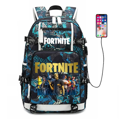 Zaino scolastico Fortnite con stampa gaming per ragazzi e ragazze, grande capacità, impermeabile, leggero e resistente, regalo di compleanno