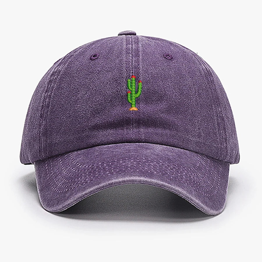 Casquette de baseball vintage souple avec broderie « Mini Cactus » pour homme et femme, effet délavé, pour le sport, la pêche, papa, visière, été, automne, casquette à visière