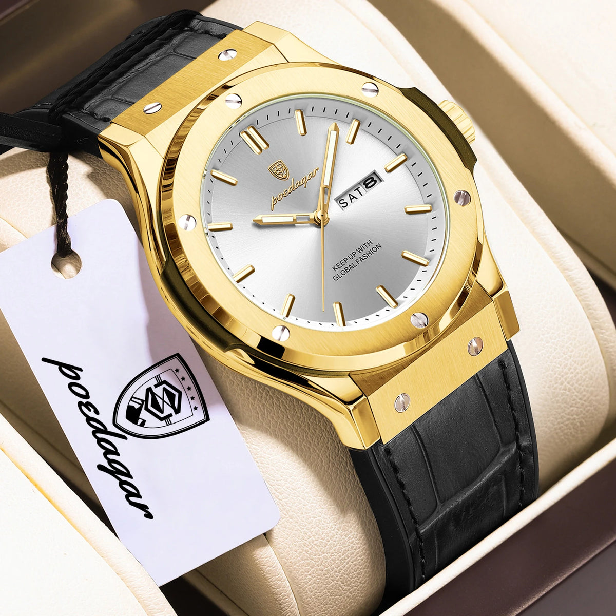 Relógio para homem POEDAGAR – Modelo original, estilo profissional, à prova de água, bracelete em silicone, indicação da data e do dia, movimento de quartzo, relógio de luxo na moda.
