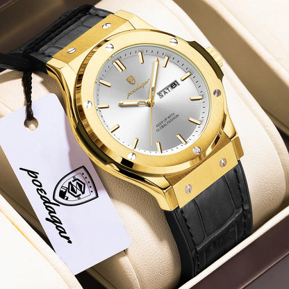 Relógio para homem POEDAGAR – Modelo original, estilo profissional, à prova de água, bracelete em silicone, indicação da data e do dia, movimento de quartzo, relógio de luxo na moda.