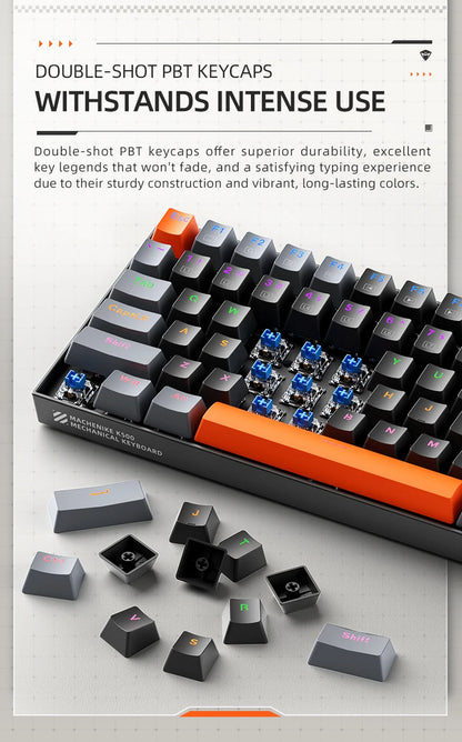 Machenike K500A-B84 Mechanical Keyboard 75% TKL Hot-Swappable Tri-Mode Wireless Gaming Keyboard RGB 84 Keys For PC Gamers Laptop