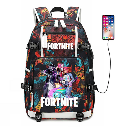 Zaino scolastico Fortnite con stampa gaming per ragazzi e ragazze, grande capacità, impermeabile, leggero e resistente, regalo di compleanno