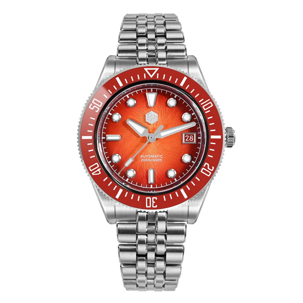 San Martin 37.5mm 40mm Enamel Spiral Vortex Dial Men Luxury Diver Watch Miyota 9015 Automatic Mechanical Waterproof 200m SN0148