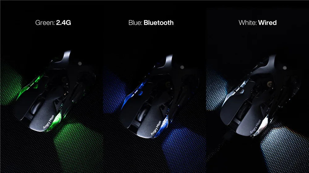 Angry Miao Infinity Mouse Wireless da Gaming Hot-Swappable in Metallo Ultralight Hollow PAW3950 Dual 8K Cablato Tri-Mode Arancione