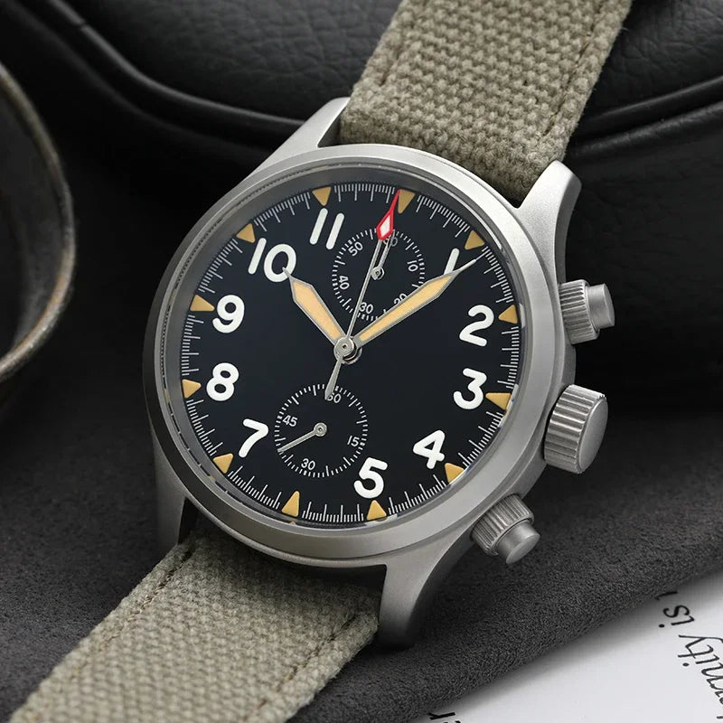 Orologio cronografo al quarzo Militado VK61 VK67, 39mm, cassa in acciaio inox 316L, 3 quadranti, impermeabile 100M, orologio militare multifunzione
