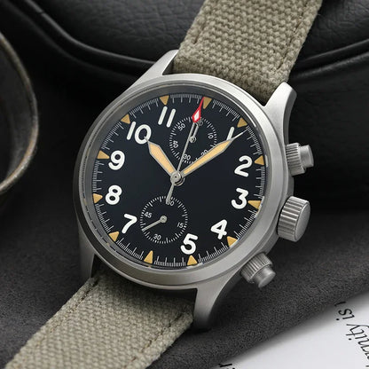 Orologio cronografo al quarzo Militado VK61 VK67, 39mm, cassa in acciaio inox 316L, 3 quadranti, impermeabile 100M, orologio militare multifunzione