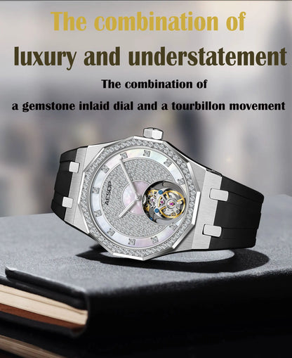 AESOP Echte Fliegende Tourbillon Mechanische Skeleton Uhr Für Mann Luxus Wasserdichte Armbanduhren Saphir Spiegel Gradienten new