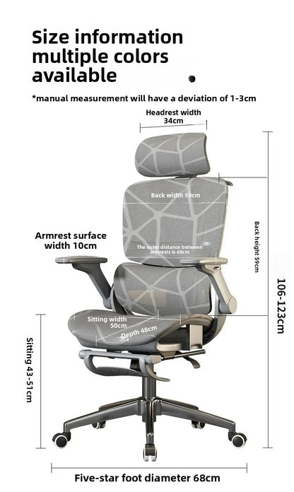 Sedia da ufficio e gaming ergonomica Air Titan Full Mesh per computer, con supporto lombare a tre zone e design ad alta ventilazione per scrivania da studente