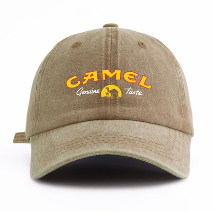 1pc CAMEL Print Washed Baseball Cap for Adults,Minimalist Retro Style Casual Soft Adjustable Dad Hat,Perfect As Gift