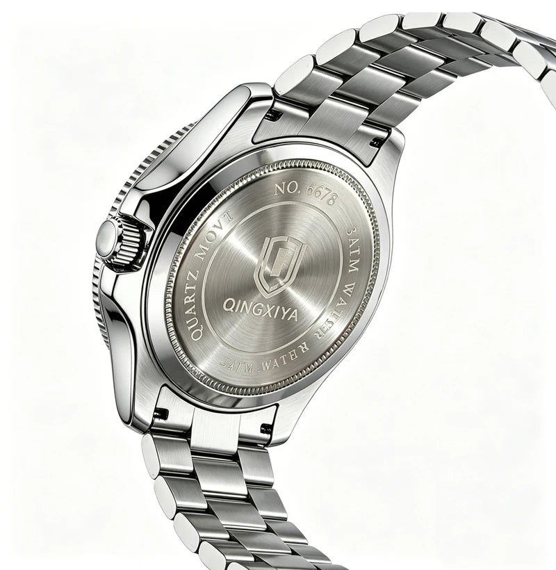 QINGXIYA Top Original Men Quartz Watches for Men Waterproof Calendar Stainless Steel Quartz Men Luxury Watch Luminous Wristwatch