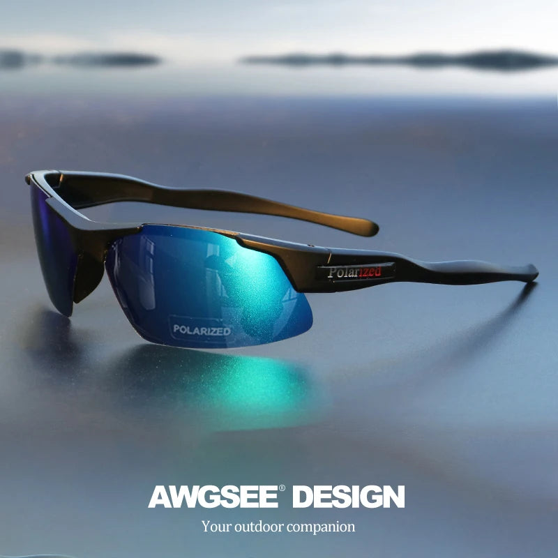 Gafas deportivas polarizadas semirremadas para hombre: montura mate resistente y lentes con revestimiento HD para golf, pesca, viajes y uso diario
