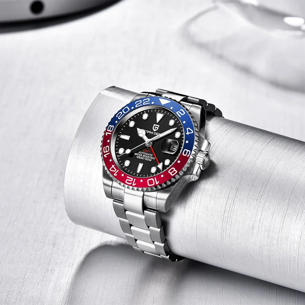 New 1662 PAGANI DESIGN GMT Automatic Watch 40mm Men's Wristwatch Top Brand 100M Waterproof Mechanical Wristwatches for Men Cloc