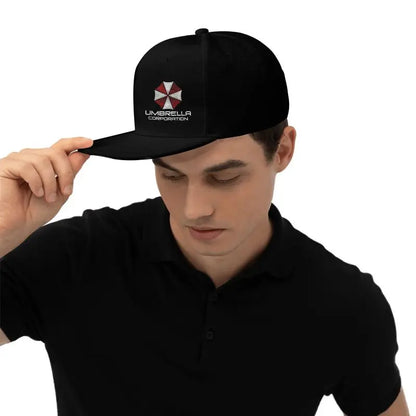 Umbrella Corporation Flat Bill Hats for Men Snapback Skull Hats Black Hat for Teens Boys Skateboard Hats Hip Hop Baseball Cap
