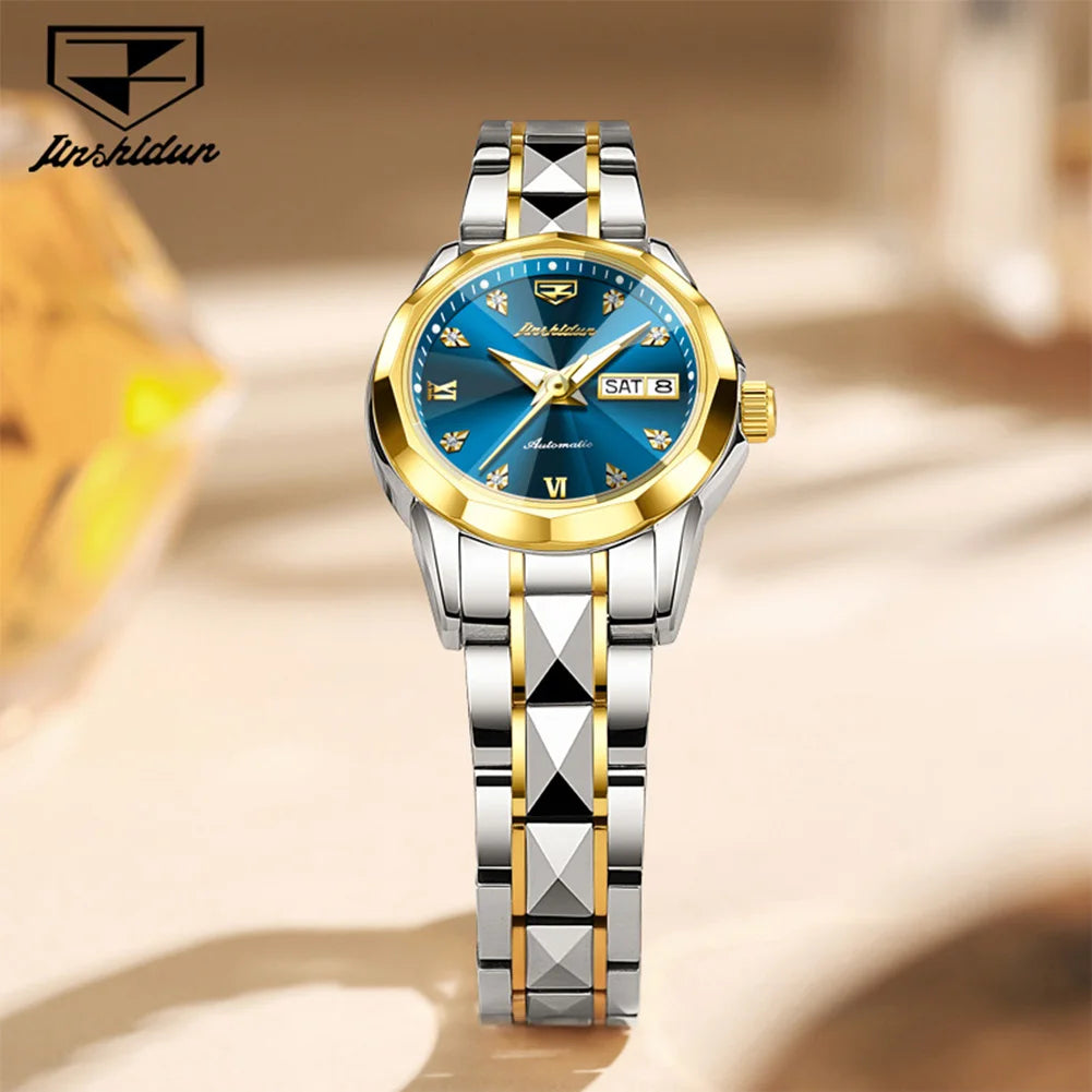 JSDUN 8995 Women Watch Mechanical Watch Waterproof Week Date Ladies Watch High Quality Luxury Original Tungsten Steel Clock