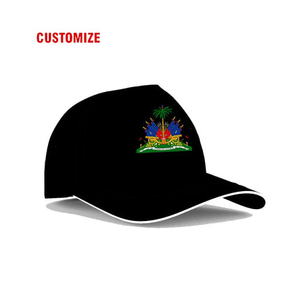 Casquette de baseball personnalisée « Haïti » avec nom, numéro et logo d'équipe – Hti – Pays – Voyage – Nation française – Drapeau de la République d'Haïti