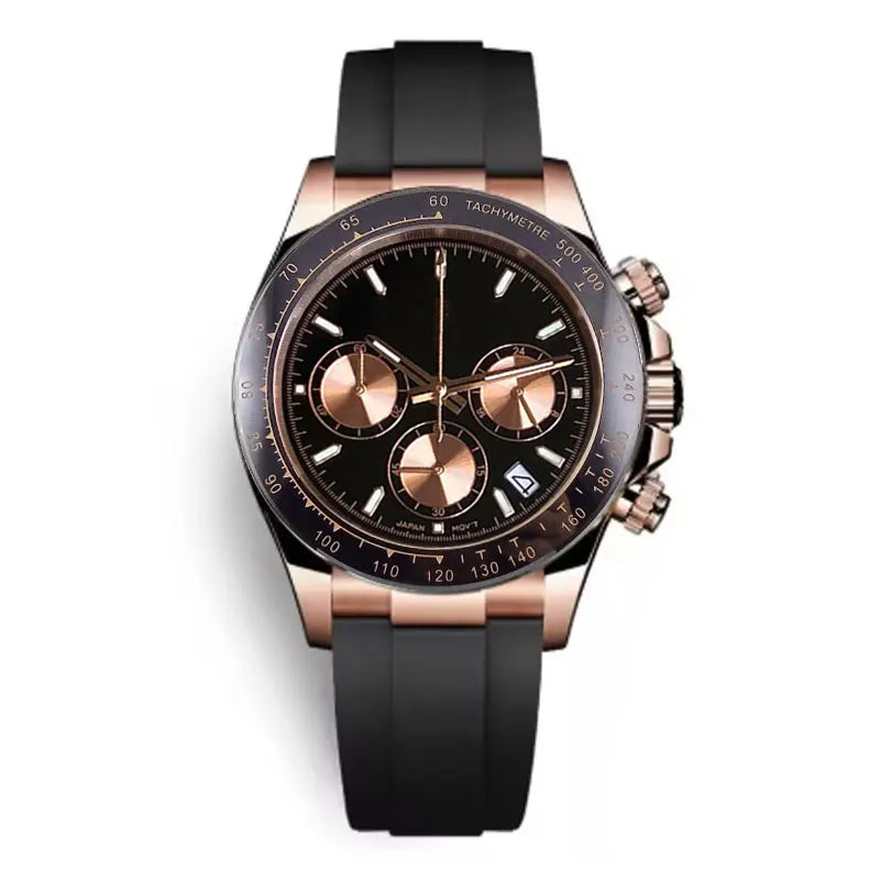 Orologio da uomo Luxury VK63 con movimento al quarzo, cronografo business 39mm in acciaio/oro rosa, datario e quadrante luminoso