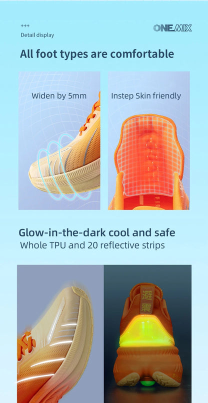 ONEMIX New Cushioning Running Shoes For Men Suitable for Heavy Runners Lace-Up Sports Women Non-slip Outdoor Athletic Male Sneakers