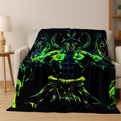 Flanelová deka WOW World of Warcraft Arthas Demon Illidan Sylvanas, útulná měkká přikrývka pro domácnost, ložnici, postel, pohovku, přehoz nebo dárek