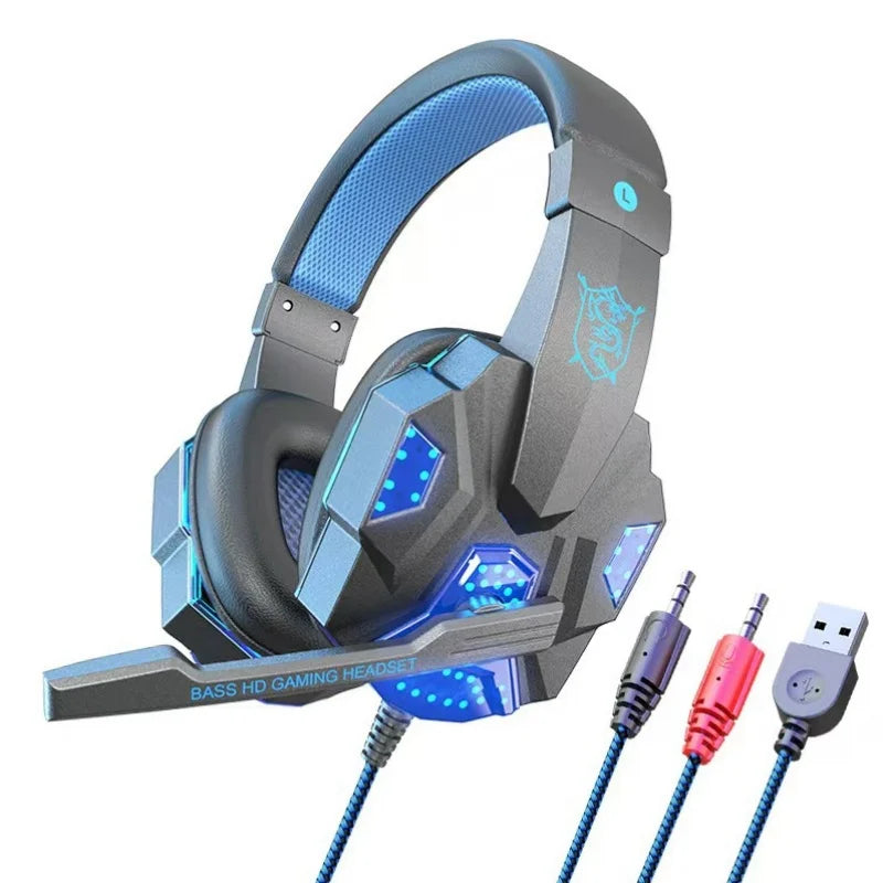 Cuffie da gaming RGB HOMEFISH SY830MV con microfono – Cuffie da gaming over-ear cablate per PC, PS5, Xbox e Nintendo Switch, headset eSports leggero con audio surround 3D