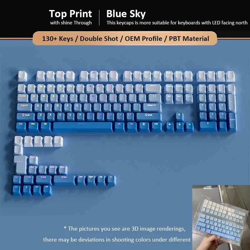 133+ tasti OEM Profile Gradient Keycaps per tastiera meccanica da gaming con switch Cherry MX, PBT retroilluminati RGB, layout ISO, keycap