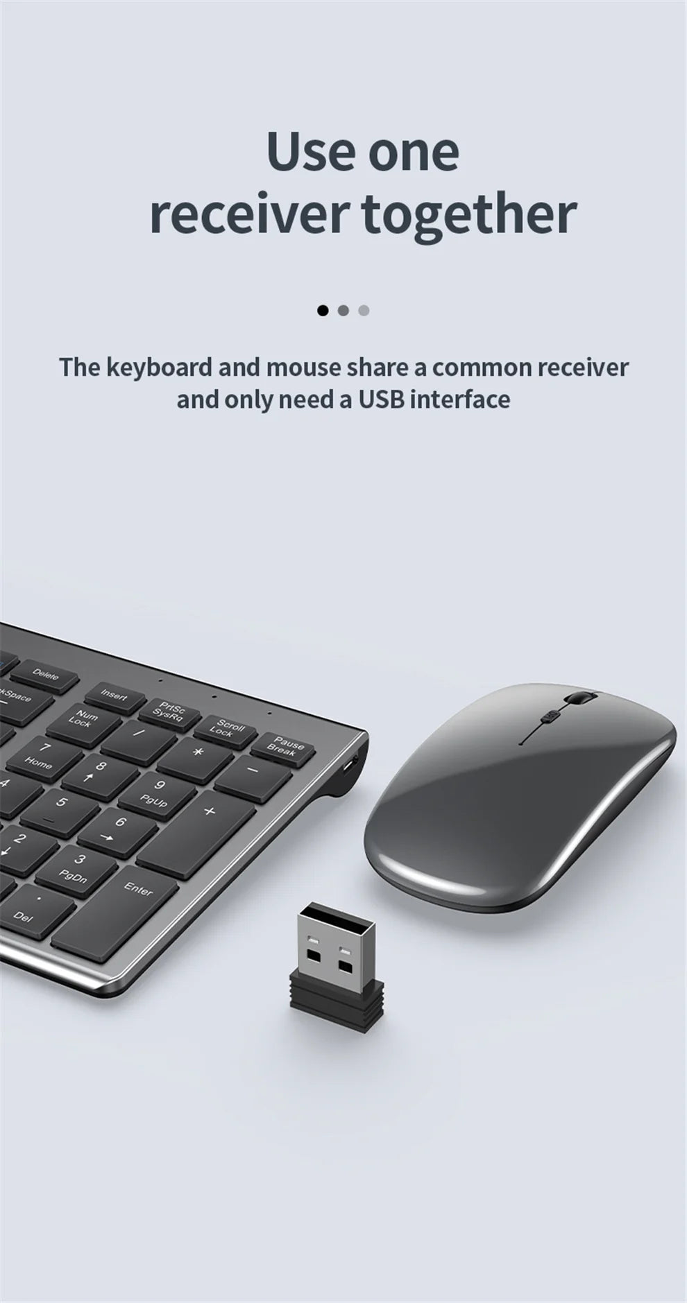 Conjunto de teclado e rato sem fios JOMAA Bluetooth e USB 2.4G para portátil, computador e iPad, combo recarregável e silencioso