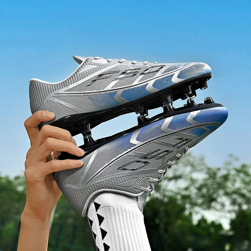 Chaussures de football pour jeunes, crampons pour terrain dur, fermeture à lacets, chaussures de football pour enfants, garçons et filles, chaussures d'entraînement pour activités de plein air.