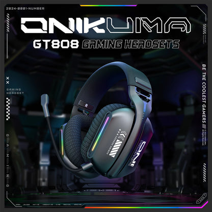 Cuffie gaming wireless Onikuma GT808 RGB – Bluetooth 5.3, 2.4GHz e 3.5mm con microfono