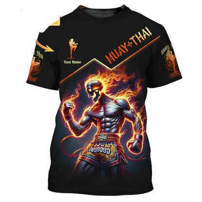 Fajna nowa koszulka z nadrukiem graficznym Muay Thai dla mężczyzn – nadruk 3D z motywem tygrysa i smoka, spersonalizowana z imieniem, letnia koszulka na siłownię i do fitnessu