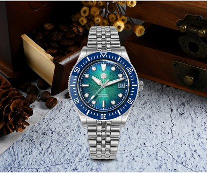 Relógio de mergulho masculino San Martin 37.5mm 40mm Miyota 9015 com mostrador esmaltado, relógio de pulso mecânico automático de luxo, resistente à água 200m SN0148
