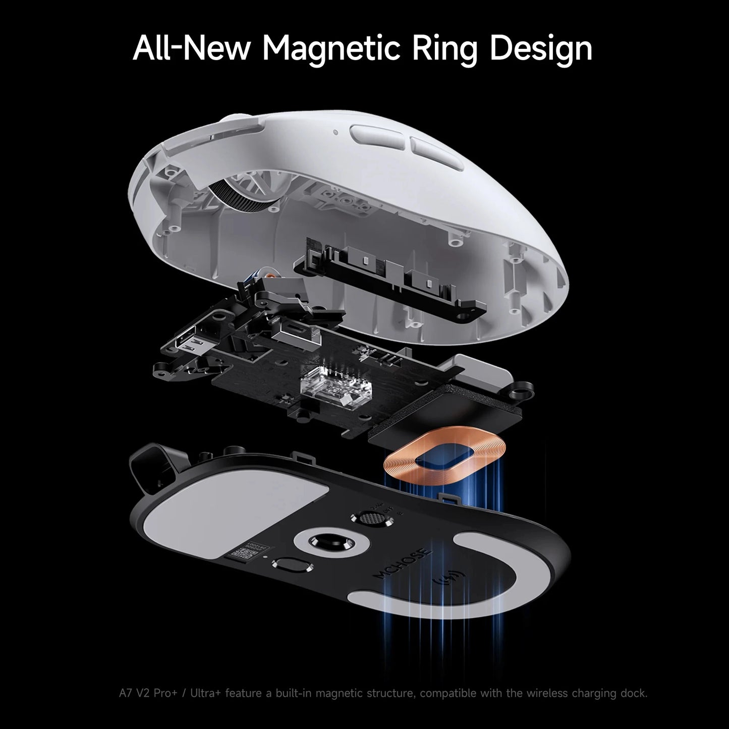 MCHOSE A7 V2 Lightweight Wireless Gaming Mouse, PAW3950 Sensor, Dual 8000Hz Polling Rate, 42,000 DPI Esports Gaming Mouse for PC & Office