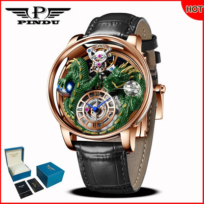 Orologio da uomo PINDU Design 2025 nuovo, Diamond Tourbillon, brand di lusso Astronomia, al quarzo, vetro zaffiro, impermeabile