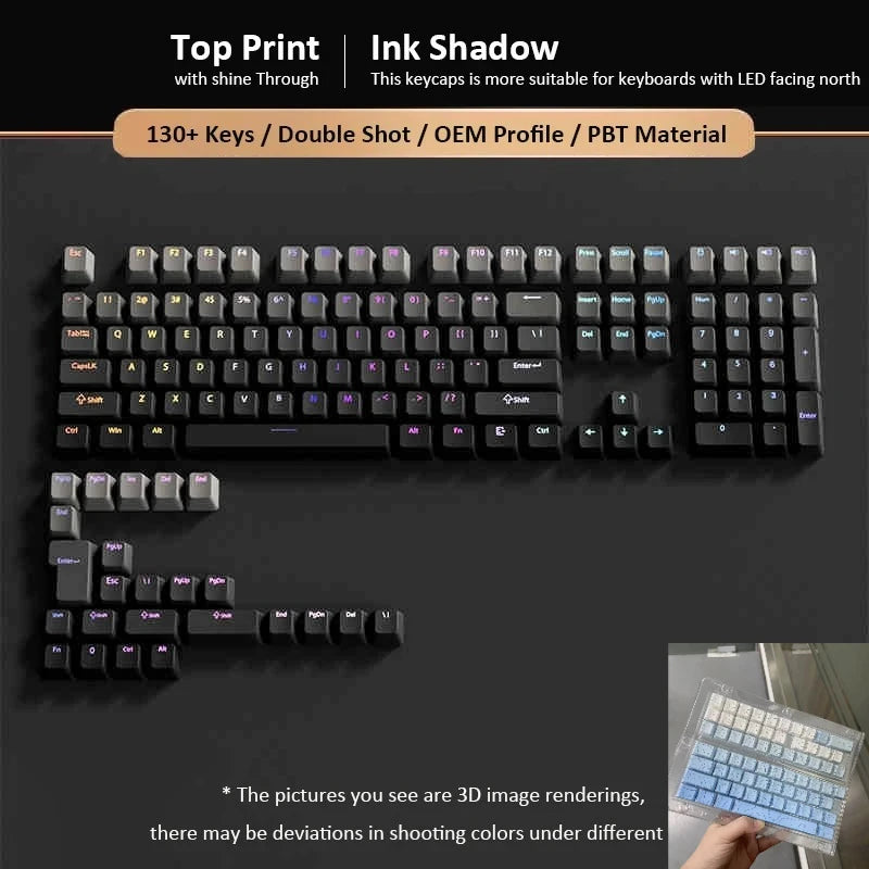 133+ tasti OEM Profile Gradient Keycaps per tastiera meccanica da gaming con switch Cherry MX, PBT retroilluminati RGB, layout ISO, keycap