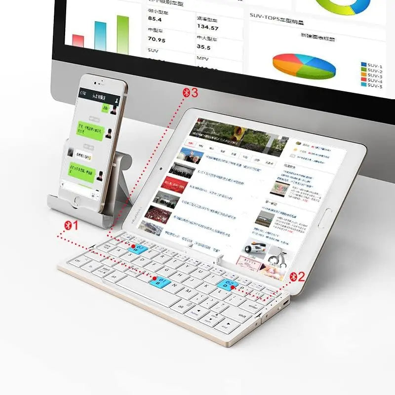 Teclado Dobrável Jomaa Bluetooth Recarregável para Portátil, iPad e Telemóvel – Mini Teclado Dobrável Portátil Bluetooth