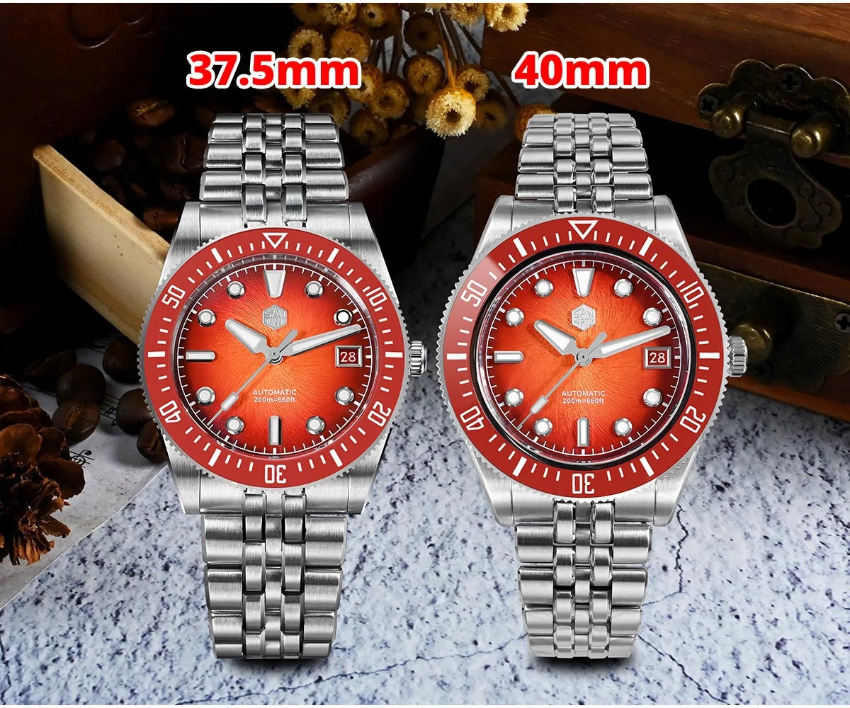 San Martin 37.5mm 40mm Enamel Spiral Vortex Dial Men Luxury Diver Watch Miyota 9015 Automatic Mechanical Waterproof 200m SN0148
