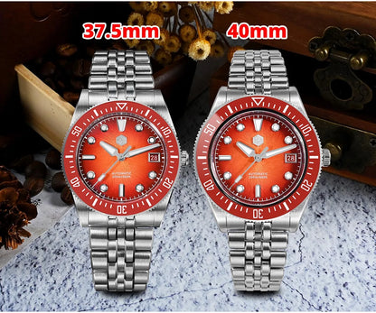 San Martin 37.5mm 40mm Enamel Spiral Vortex Dial Men Luxury Diver Watch Miyota 9015 Automatic Mechanical Waterproof 200m SN0148