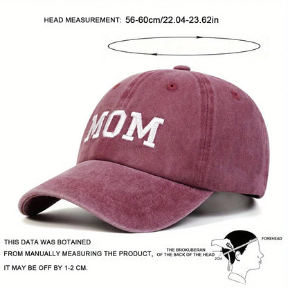 1pc  DAD MOM Letter Embroidery Wash Baseball Caps Spring and Autumn Outdoor Adjustable Casual Hats Sunscreen Hat