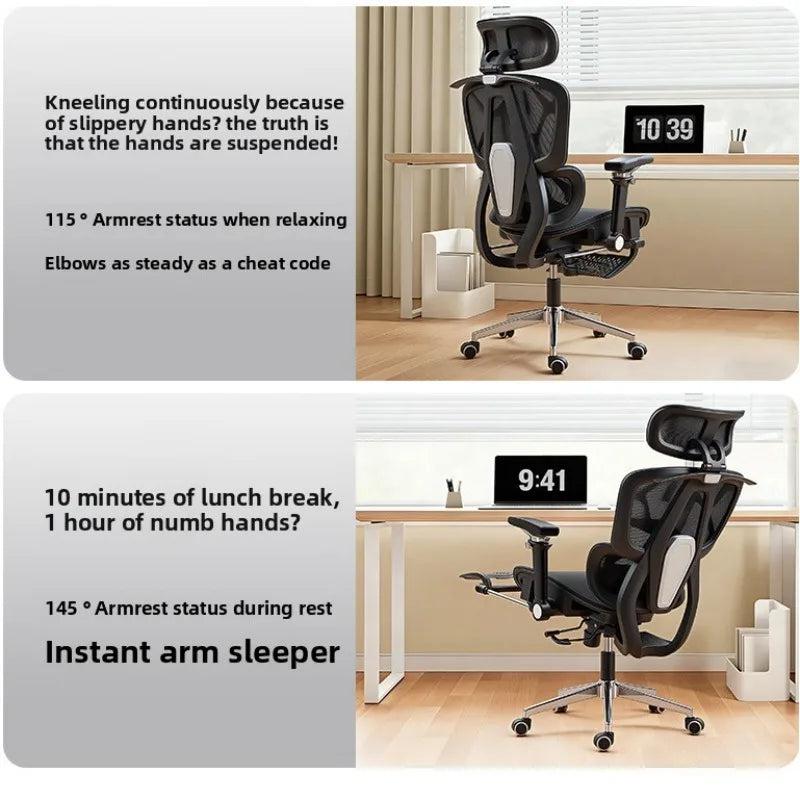 Silla ergonómica minimalista portátil con reposabrazos 10D, silla para ordenador, silla de oficina, silla de estudio, silla gaming, resistente a la gravedad y duradera
