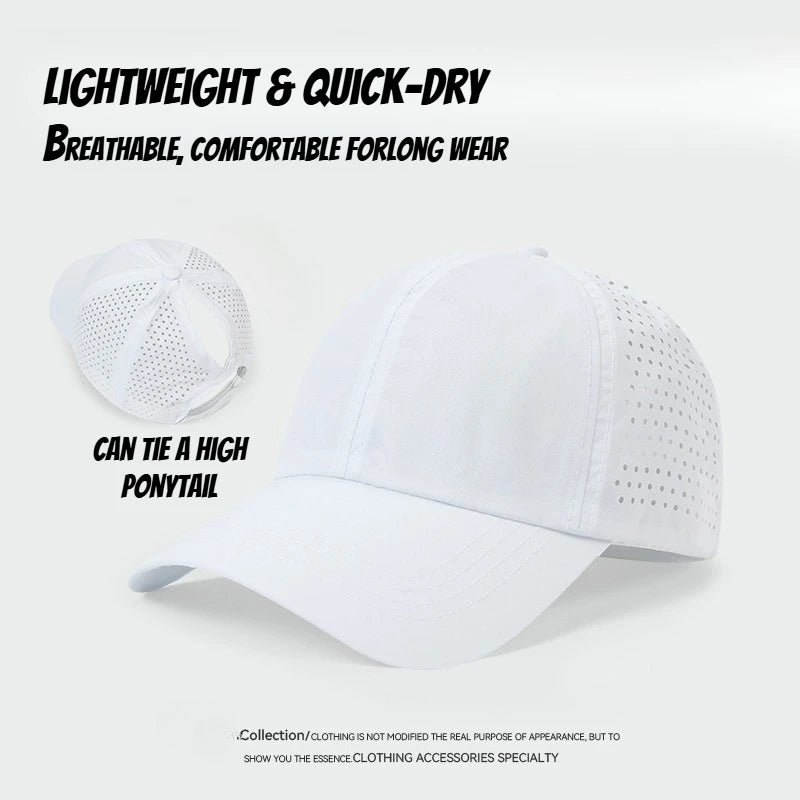 1pc Quick Drying Tongue Baseball Caps for Women Summer Protection Breathable Mesh Breathable Cap Stylish Adjustable Ponytail Hat