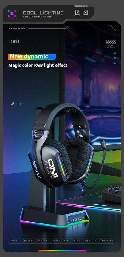 Auriculares gaming inalámbricos ONIKUMA GT808 2.4G/Bluetooth/cableados de 3 modos, circumaurales, con micrófono con cancelación de ruido para PC PS4 PS5