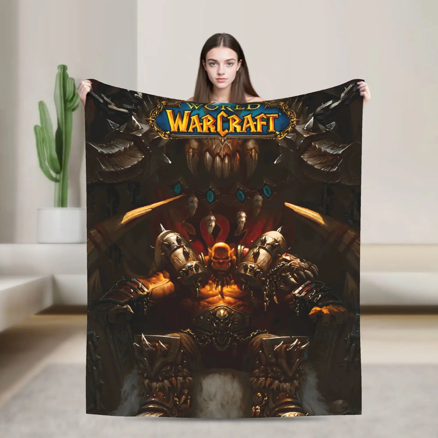 WOW World of Warcraft Arthas Retro Game Flannel Blanket  Super Warm Throw Blanket for Bedroom Camping Bedspread Sofa Bed Cover