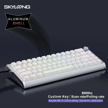 Teclado magnético SKYLOONG GK61/GK68 HE con carcasa de aluminio, 8000hz, RT0.01mm, activación rápida, teclas PBT, retroiluminación RGB y conexión por cable para gaming