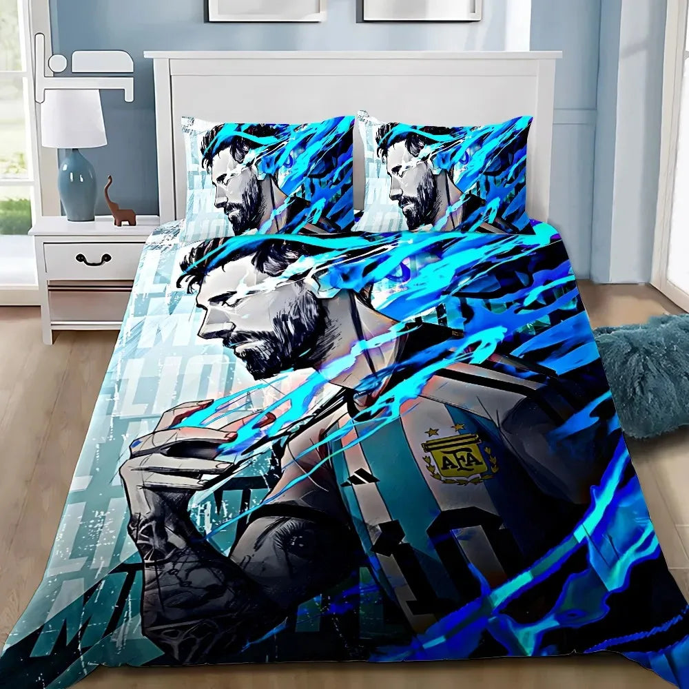 Set copripiumino con federa Football Star M-messis, biancheria da letto per adulti, ragazzi e ragazze, decorazione per camera da letto, bambini, letto singolo, matrimoniale, grande dimensione