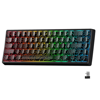 Teclado mecánico inalámbrico XVX M67 JadeStone con teclas IMD-Tech, trimodo, diseño topográfico blanco gamer y estructura gasket