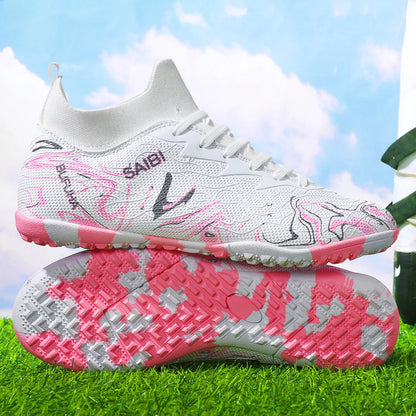 Chaussures de football TF pour adultes, économiques, en tissu PU mélangé, crampons en caoutchouc durables, antidérapantes, pour les passionnés de football amateur.