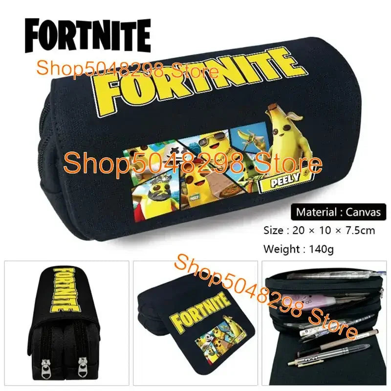 Estuche grande de lona kawaii para lápices, estuche para bolígrafos para niños y niñas, estampado Fortnite, material escolar, papelería para adolescentes, regalo de cumpleaños