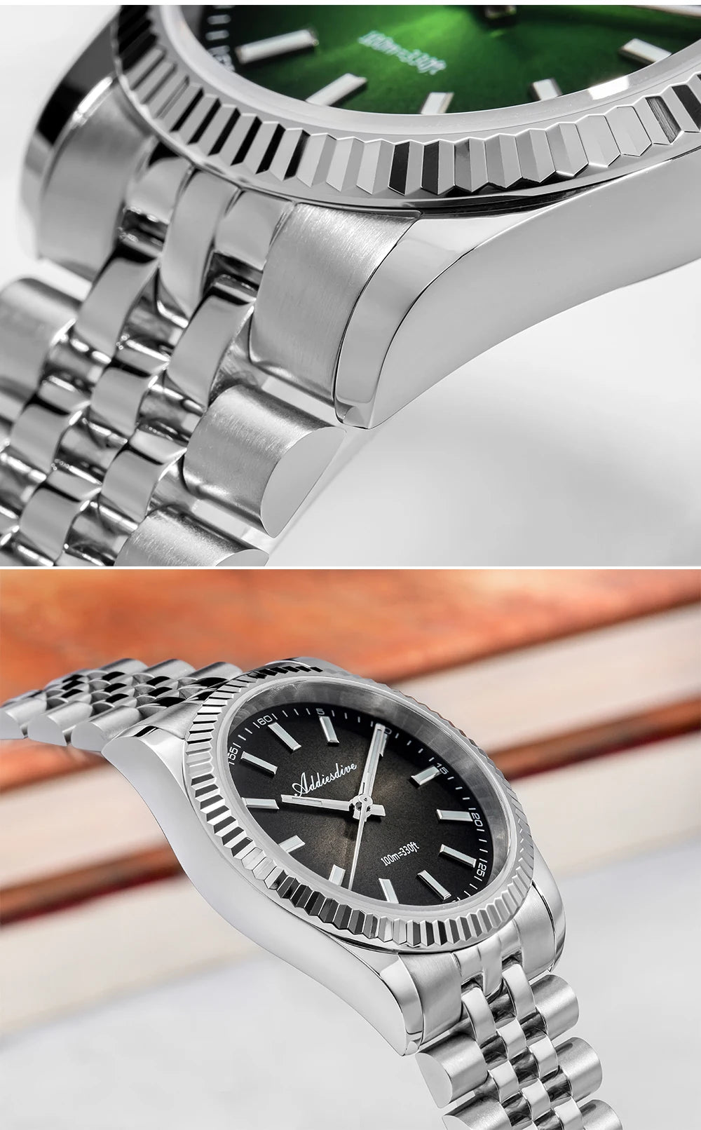 Orologio da uomo ADDIESDIVE AD2073 nuovo, vetro zaffiro, 36mm, VH31, quadrante sunburst, quarzo, impermeabile 10Bar, da immersione, luminoso