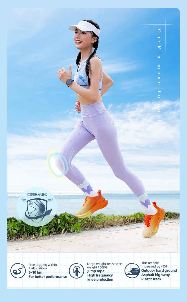ONEMIX New Cushioning Running Shoes For Men Suitable for Heavy Runners Lace-Up Sports Women Non-slip Outdoor Athletic Male Sneakers