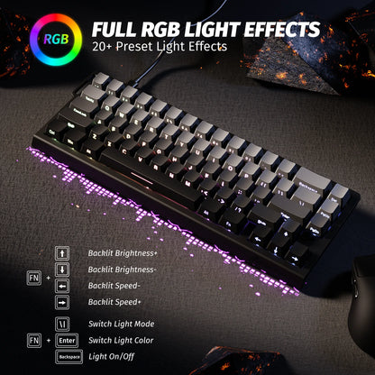 ATTACK SHARK X68 HE Rapid Trigger 8KHz Magnetic Keyboard, 0.01mm RT Accuracy, 60% Layout, RGB, Support RT/Snap Tap/DKS/MT/TGL